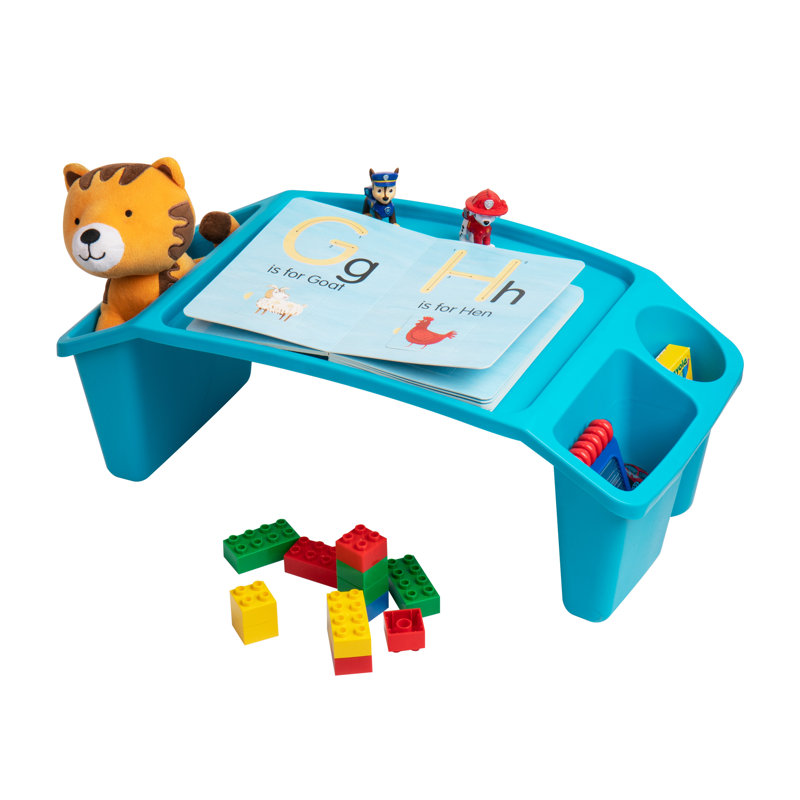 22.25" W Kids Lap Desk, Activity Tray, Drawing, Stackable, Portable, Plastic, Blue