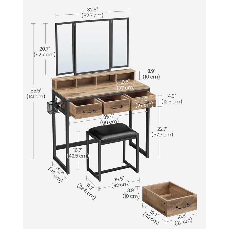 Aliviana Dressing Table with Mirror