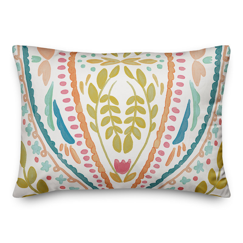 Housse et insert de coussin d'extérieur Juan, Vert clair, Floral 1