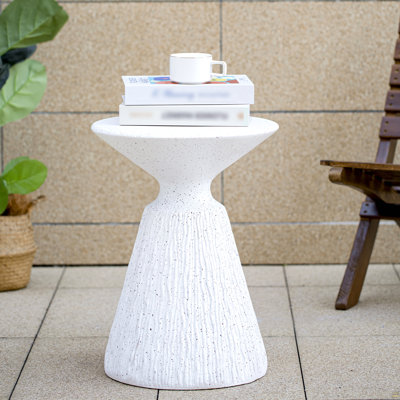 Table d'appoint d'extérieur en marbre blanc texturé moucheté toutes saisons MGO - Table de bout d'intérieur