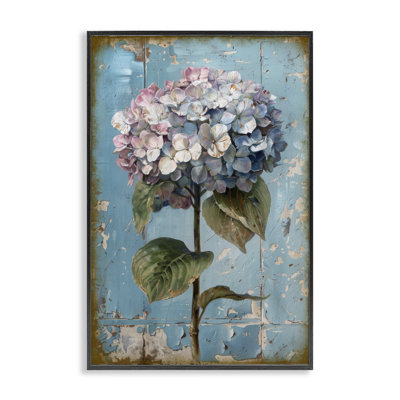 Hydrangea on Distressed Giclee Art by LSR Design Studio
