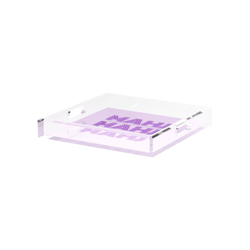 Mahjong Abstract Decorative Tray, 12"W x 12"D x 2"H, Lilac, Square