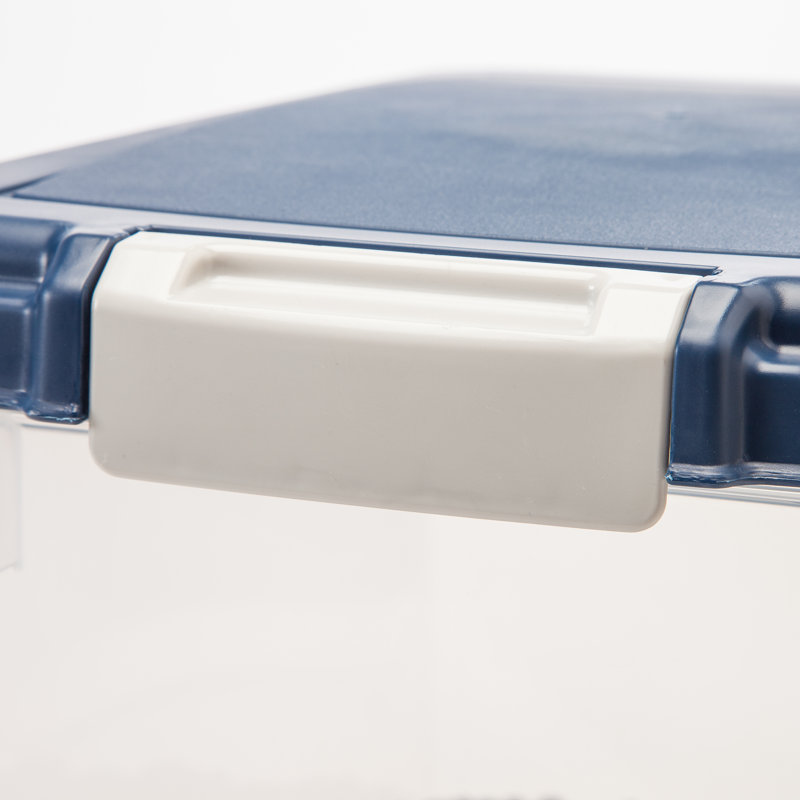 25 Lbs WeatherPro Airtight Small-Pet Food Storage Bin Container with Casters, Navy