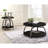 Contemporary Dark Grey Coffee Table With Black Nickel, Metal Base & Center Shelf, 23 Inches, Home Furnishing Accessory Modern Gray And Nickel End Table, Functional 23x23x23 Living Room