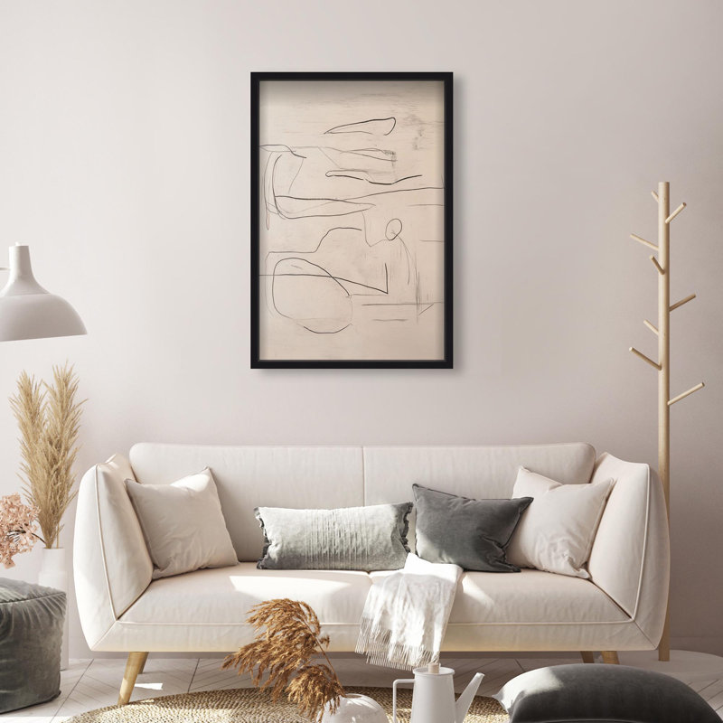 Oliver Gal Frenzied Strokes II Abstract - Luxury Shadowbox Framed Wall Art, Black, 55.5" H x 37.5" W