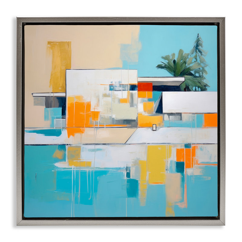 «Tropical Abode Abstraction Floater» par Irena Orlov, Cadre flottant gris lustré, H 18 po x l 18 po x P 1,7 po