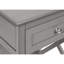 Table d'appoint en placage gris avec rangement à 2 niveaux et tablette inférieure pour chambre ou salon, fini placage, tiroir.