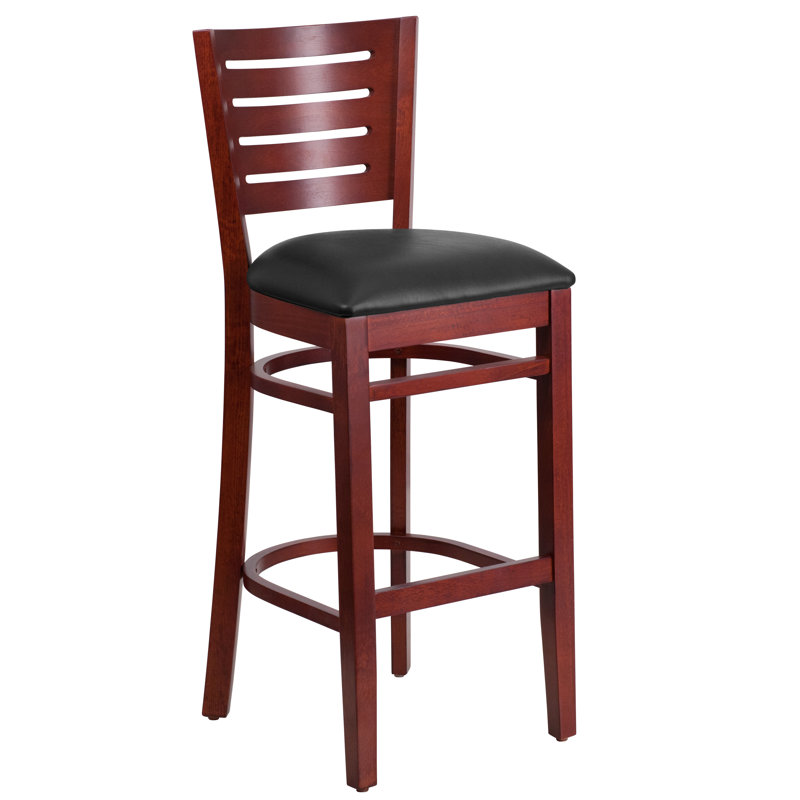 Tabouret de bar Kadircan, Vinyle - Noir, Acajou, 1