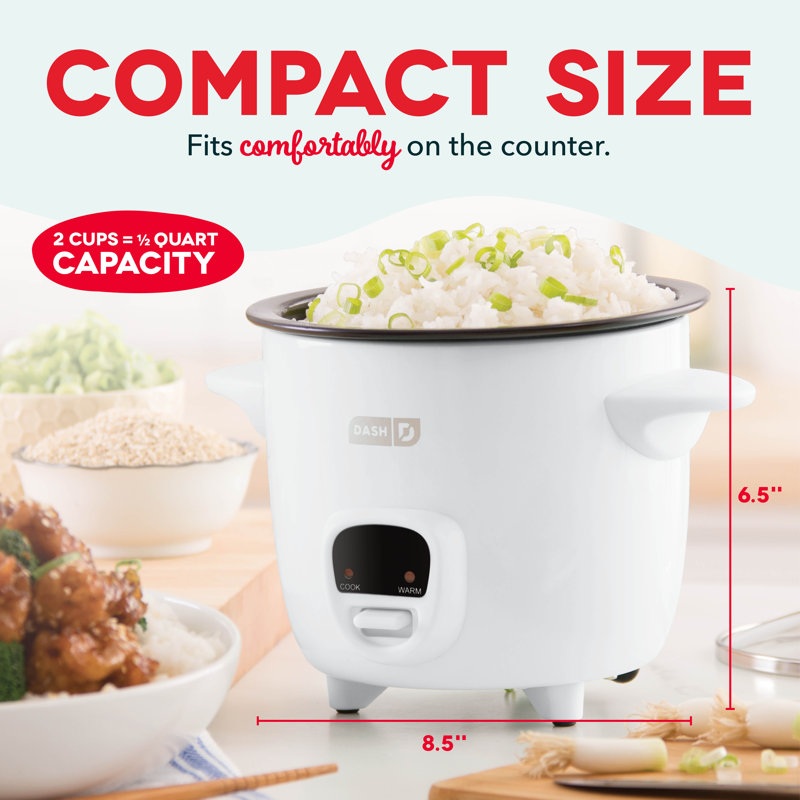 Dash 2 Cup Mini Rice Cooker, White