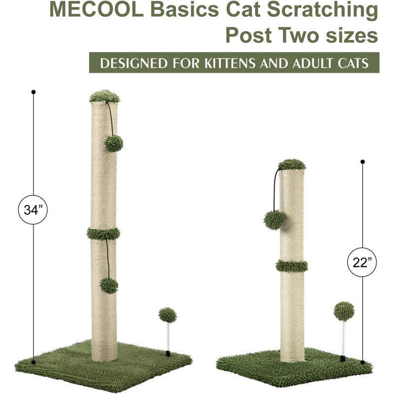 Faedra 34 " H Cat Scratching Post, Cactus Green