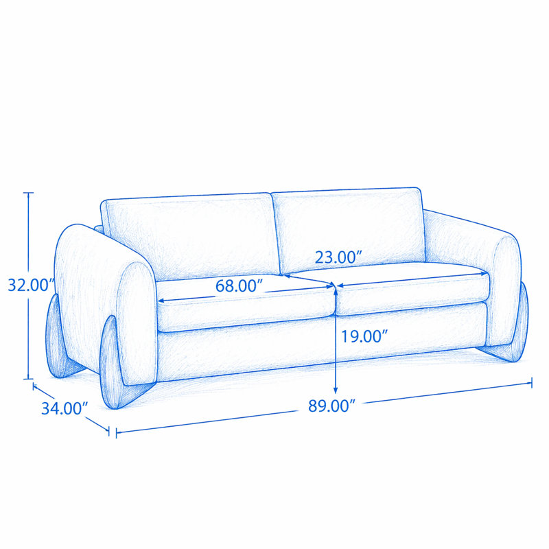 Canapé L 89 po, Chenille beige