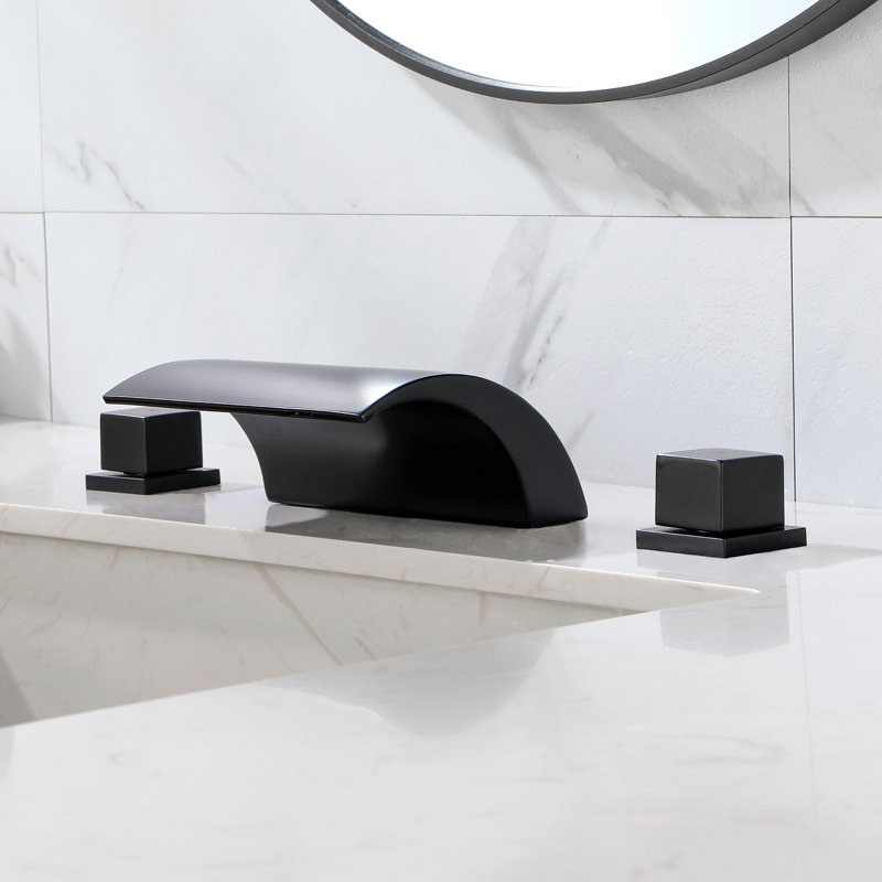 Robinet de salle de bain surdimensionné à deux poignées, Noir