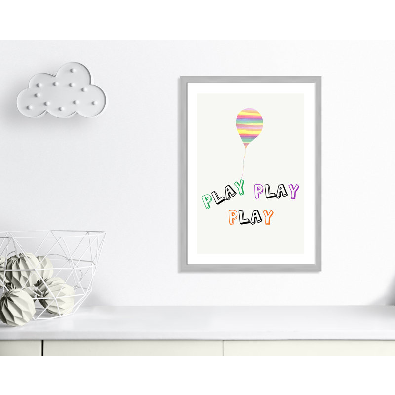 Play Play Play, impression sur papier, H 34,5 po x l 24,5 po x P 0,6 po, Encadré plat argent