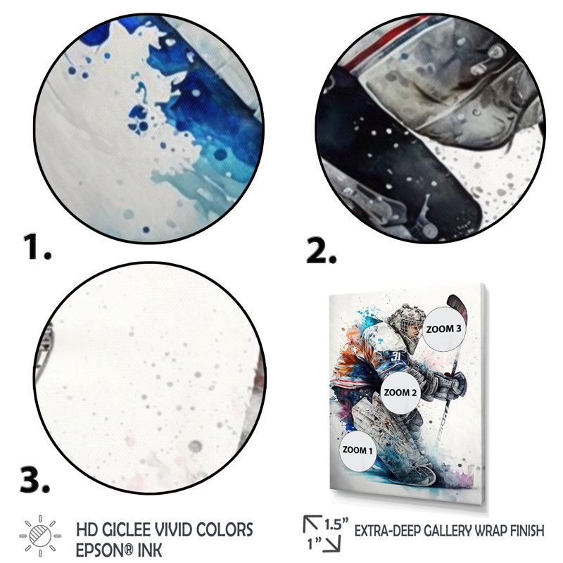 Hockey gardien de but IV - Impression sur toile, H 20 po x l 12 po x P 1 po, Toile tendue