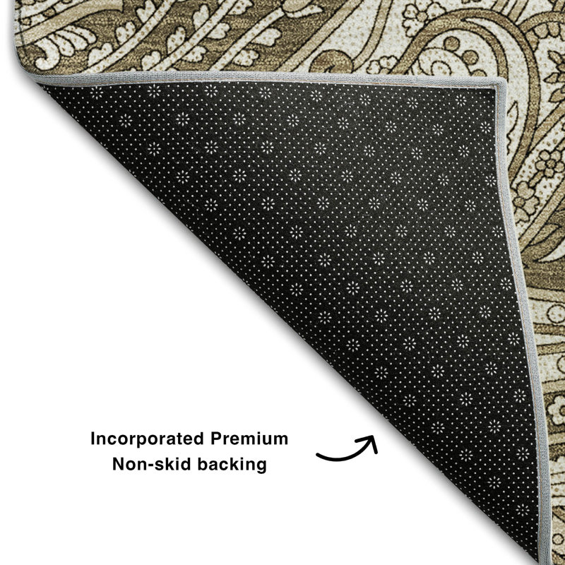 Premium Machine Washable Antonelli Chocolate Rug, Round 8'