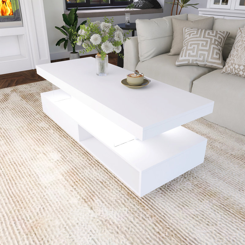 Modern LED Coffee Table, White