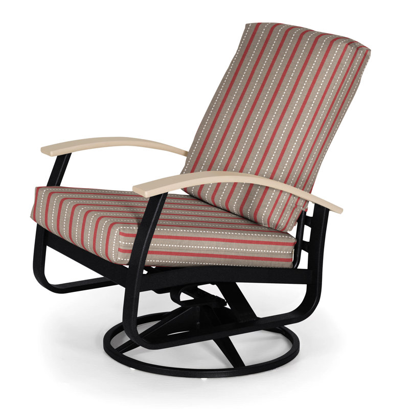 Belle Isle Outdoor Swivel Lounge Chair, Canvas Air Blue Sunbrella® Canvas, White P50, Textured Black