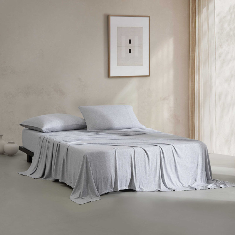 Ensemble de draps 4 pièces Calvin Klein, Bleu gris, Ensemble de draps et de 2 taies d'oreiller pour tr