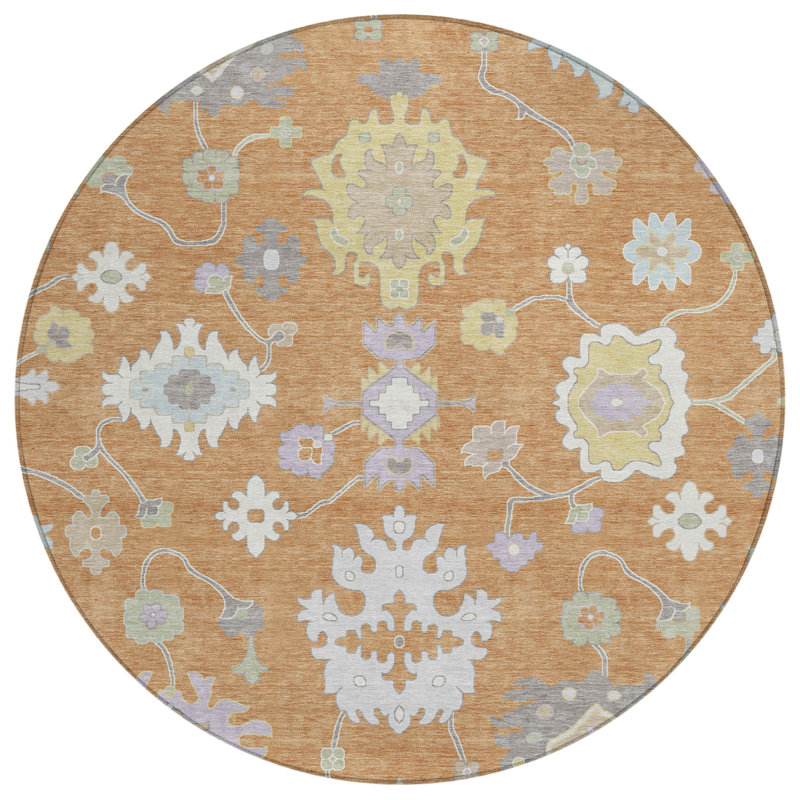 Machine Washable Indoor/Outdoor Chantille ACN2675 Global Rug, 8' Round, Copper