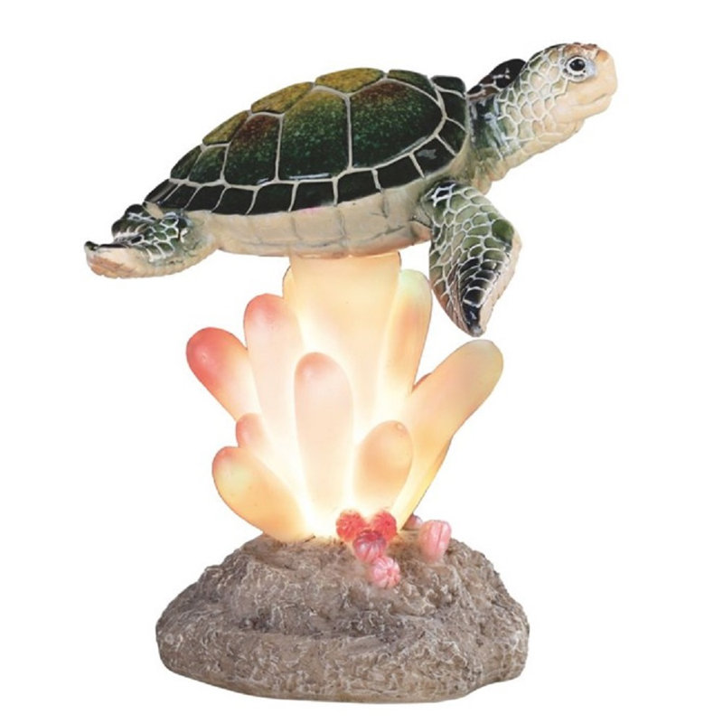 Tortue de mer sur corail avec lumière led de nuit