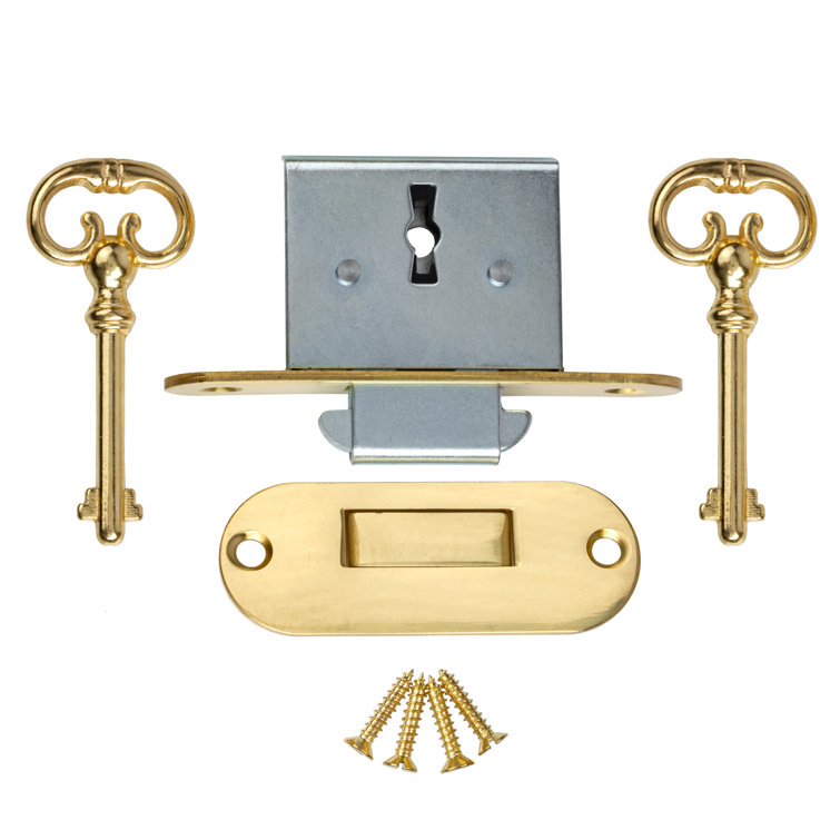 LK-50 Roll Top Desk Lock Antique Desk Full Mortise Lock Comes with 2 Keys  in Antiqued Brass