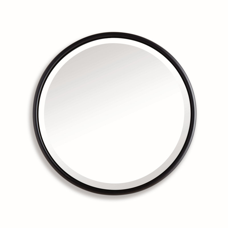 Miroir Or bis rond noir biseauté petit, Noir, 25 po x 25 po