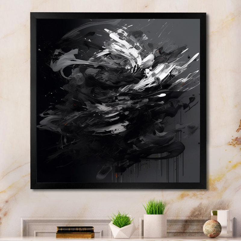 "Exploration des profondeurs du marbre noir", reproduction d'art sur toile, H 16 po x l 16 po x P 1 po, Cadre photo noir