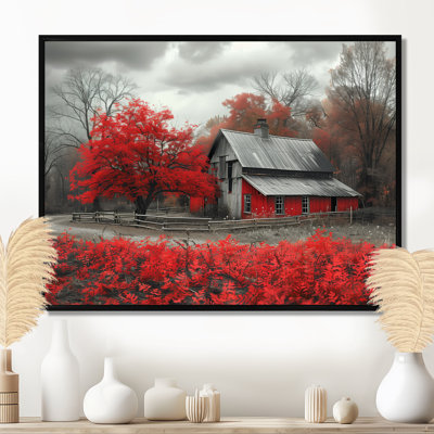 Rouge et gris Autumn Barn Refuge II - Art mural de grange