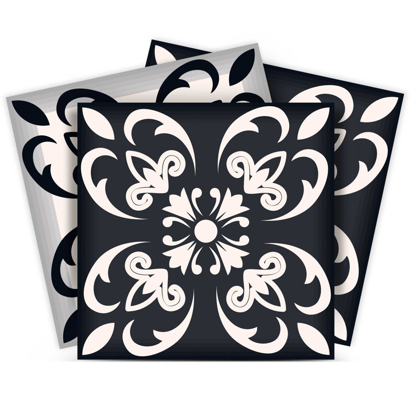 Carreaux amovibles autocollants noirs et blancs 12 po x 12 po Quatro