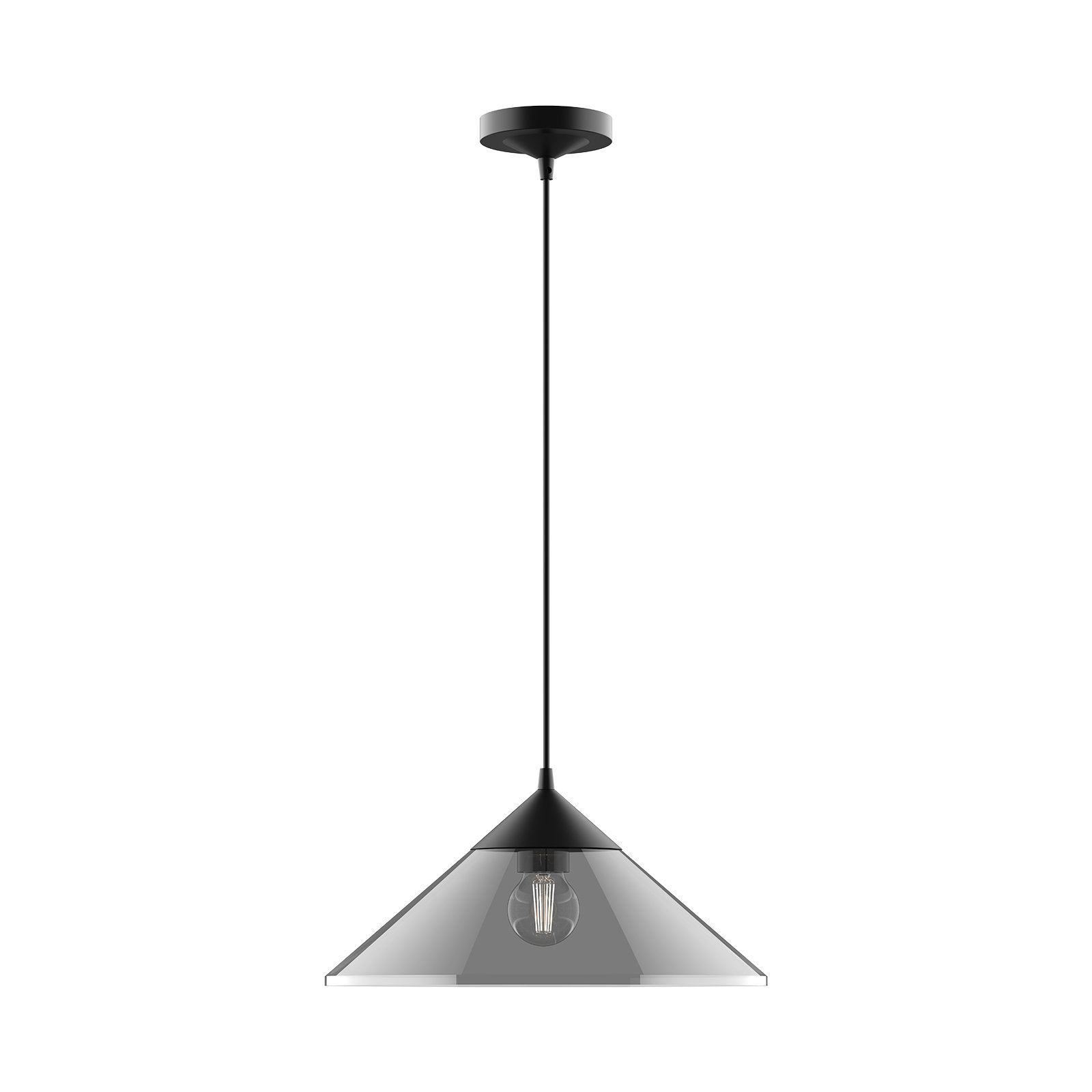 Johnson Single Light Glass Steel Pendant, Matte Black/Smoked