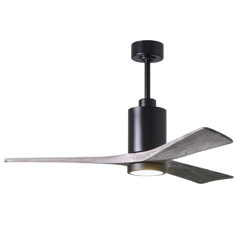 Patricia LED Downrod Ceiling Fan, Matte Black, Barn Wood, 60"
