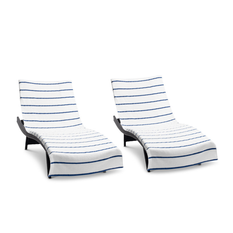 Arkwright Las Rayas Chaise Cover 30x85 White (2/Pack), Striped, Navy