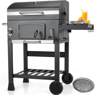 LIFERUN 54.5 cm W Portable Grill / Smoker Combo Charcoal Grill Gas & Charcoal Combo Grill