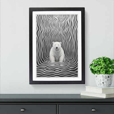 Polar Bear Op - Single Picture Frame Print on Wood