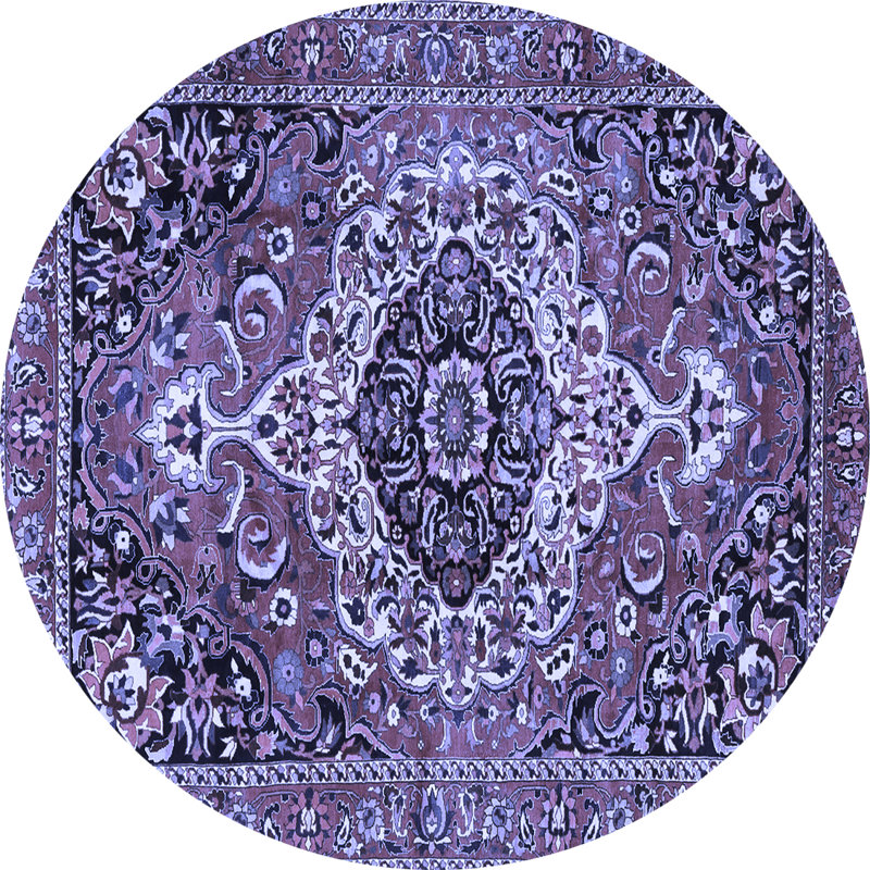 Tapis oriental en laine / polyester tissé à la machine en mauve, Rond 3 pi
