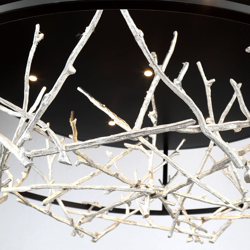 Lustre tambour unique à 7 lumières Aerie, Noir / argent