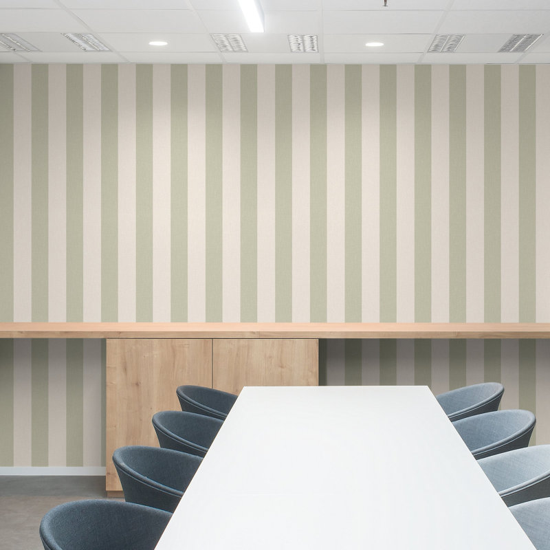 Atmosphere Collection Striped Virus Protection Coated Wallpaper Roll, Green