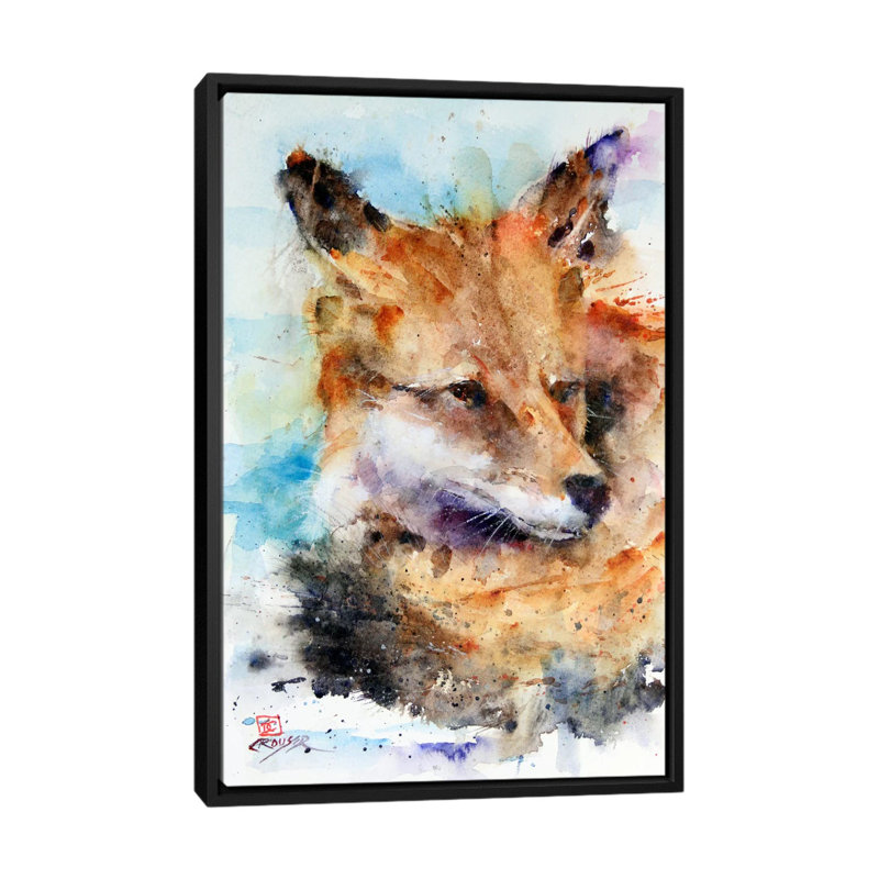 " Fox " by Dean Crouser, 26" H x 18" W x 1.5" D, Black Framed Canvas, No Mat