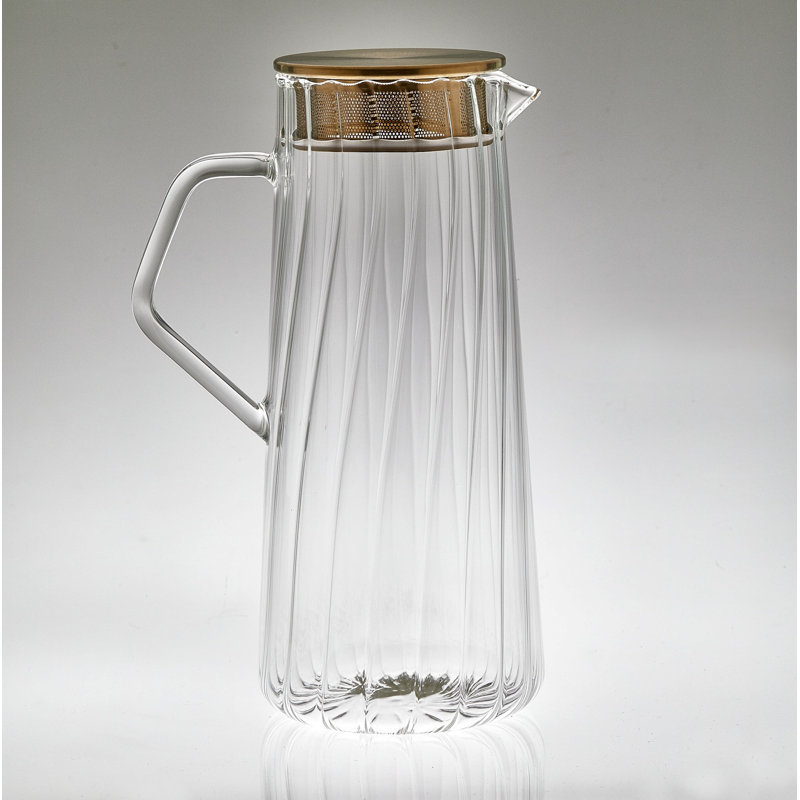 Dandelion Tea/Water Pitcher 40 fl oz, Clear/Gold