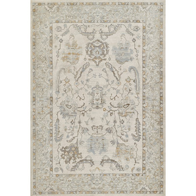 Bungalow Rose Vaniyah Traditional Oriental Polyester Blue Area Rug
