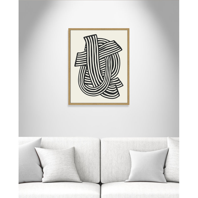 Rayures abstraites à imprimé noir par Dean, L 23,5 po x H 29,5 po, Impression encadrée, Natural Woodgrain