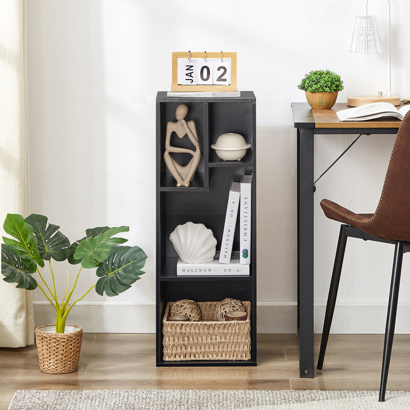 Benedikt 3-Tier Small Bookcase, 4 Cube Bookshelf with Height Difference Shelves, Modern Floor Standing Unit for Living Room Bedroom, Home Office