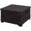 Table basse de style campagnard avec rangement, table centrale avec plateau relevable à charnières et espace caché, table basse carrée pour le salon, noir vieilli