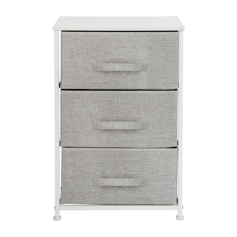 White & Light Gray 3-Drawer Cast Iron Frame Vertical Storage Dresser