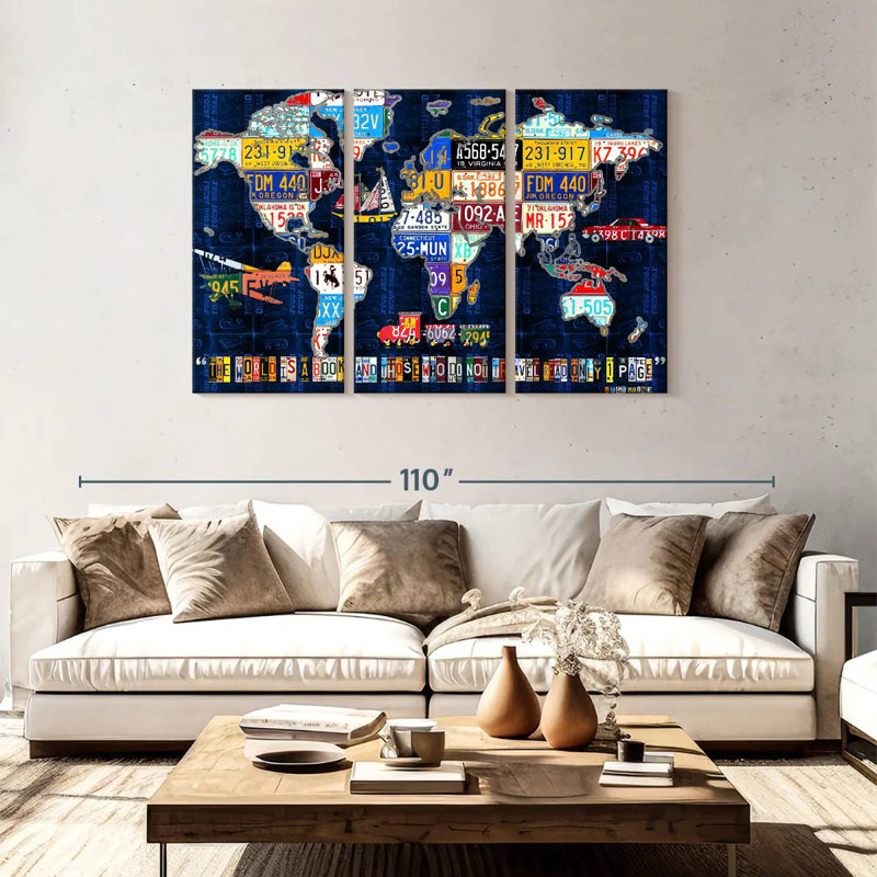 Aliaz World Map Augustine, 48" H x 74" W