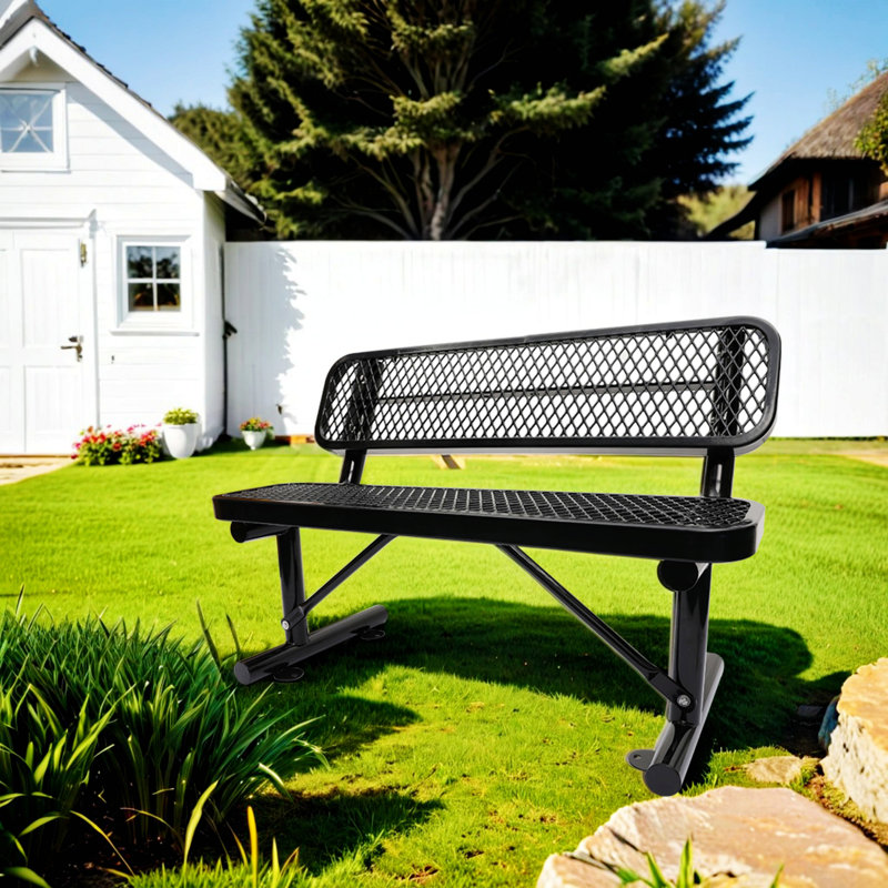Banc, banc d'extérieur en acier avec dossier, H 32,53 po x l 48,03 po x P 23,23 po