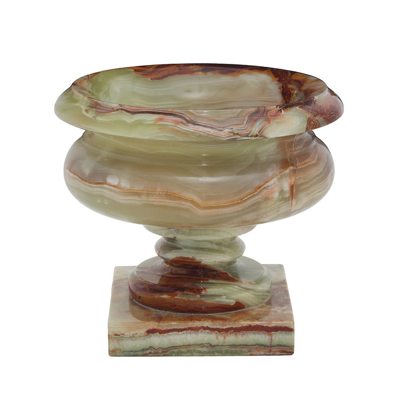 Pot de fleurs urn natural stone Iola, Vert / Brun