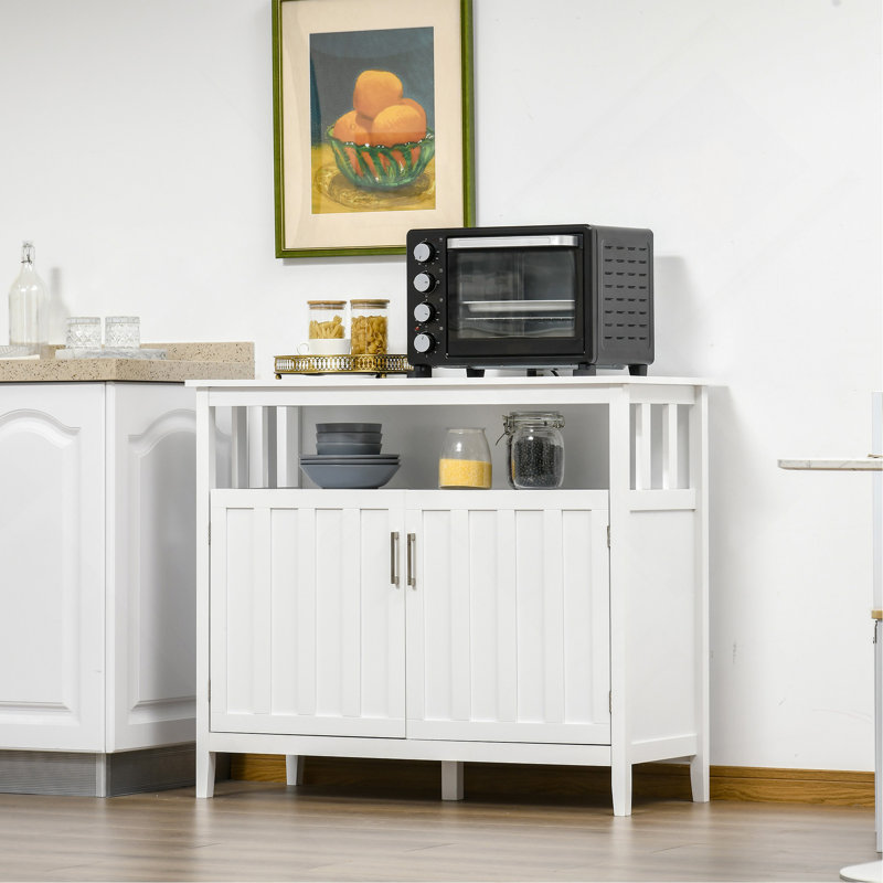 Buffet de cuisine, armoire-buffet à 2 portes et tablettes réglables pour la salle à manger, blanc