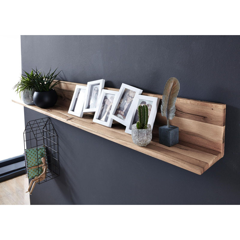 Montreux Oak Solid Wood Floating Shelf, Bianco, 19cm H x 115cm W x 17cm D