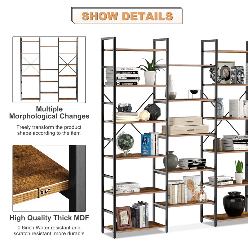 Bibliothèque Kedryn, (6 Shelves) 77.95" H x 62.2" W x 11.81" D